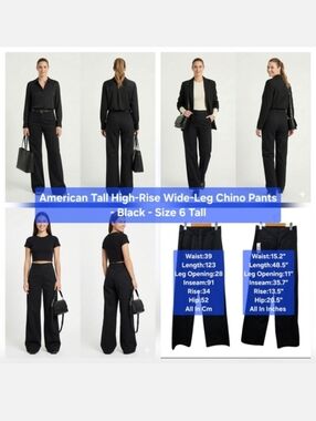 American Tall High-Rise Wide-Leg Chino Pants - Black Size 6 Tall